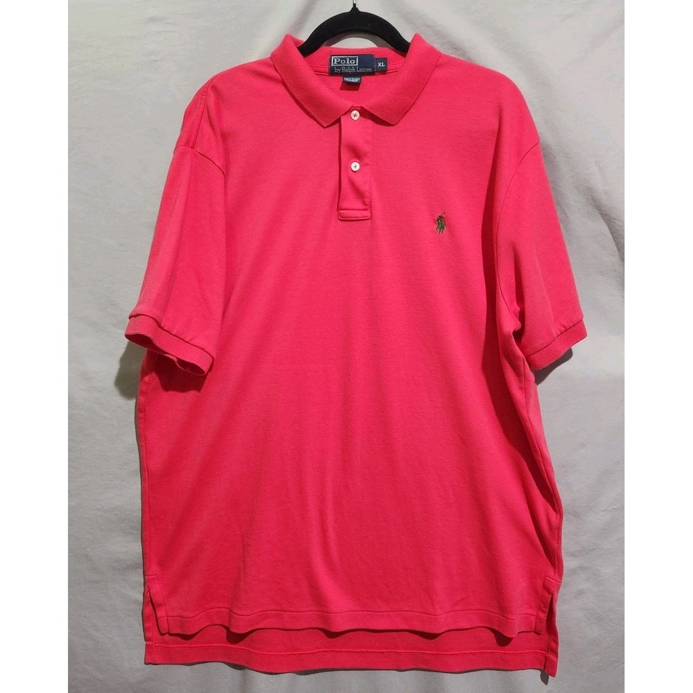Polo Ralph Lauren XL Soft Pima Cotton Pink Polo Green‎ Pony Preppy Country Club